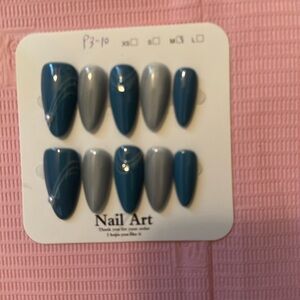 BEAUTIFUL 😍 CAT EYE NAILS BLUE & GREY CAT EYE NAIL